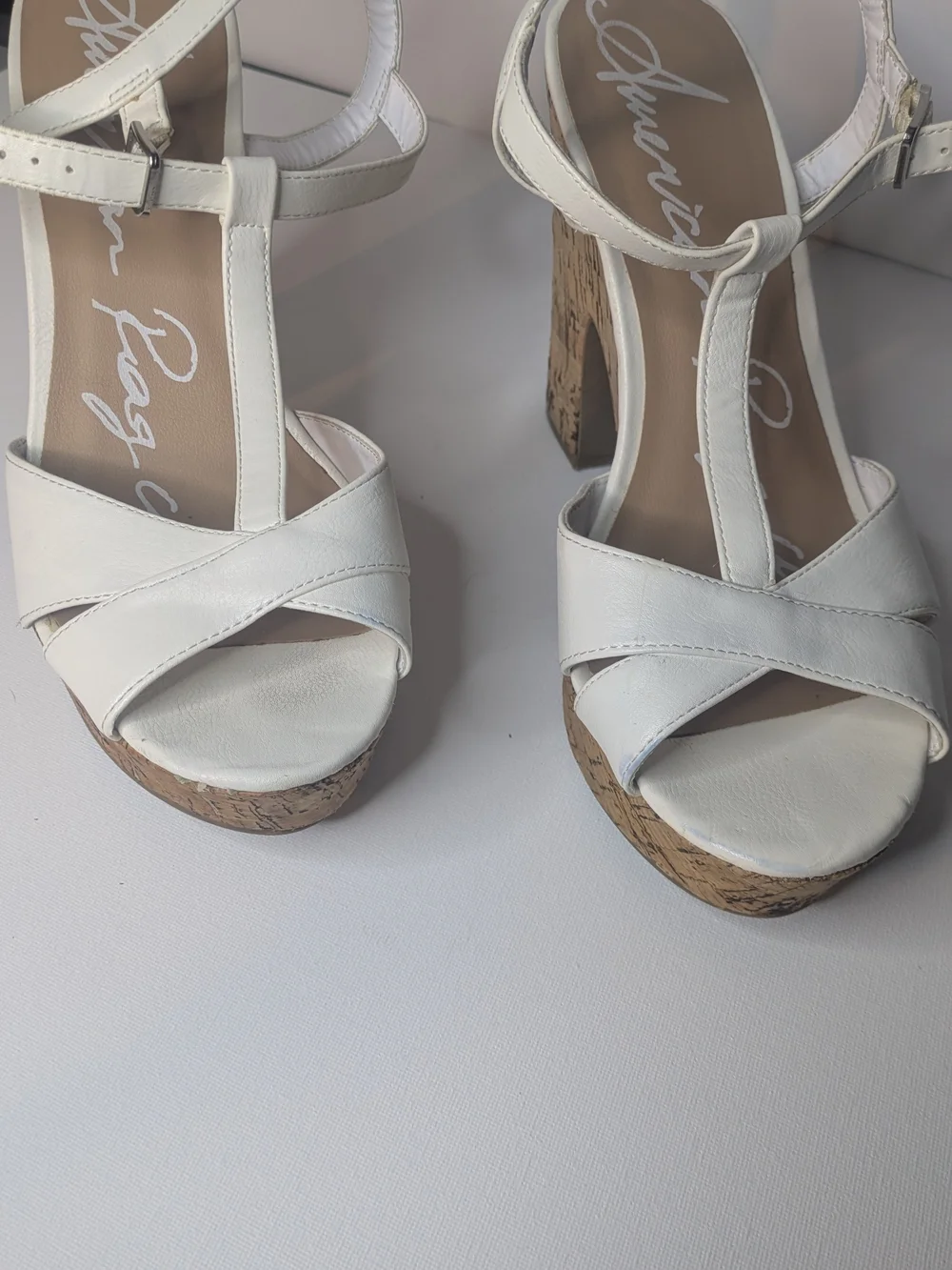 American Rag White Cork Platform Sandals